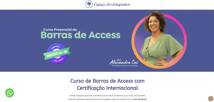 Landing page do curso de Barras de Access para Espaço Ser Integrativo